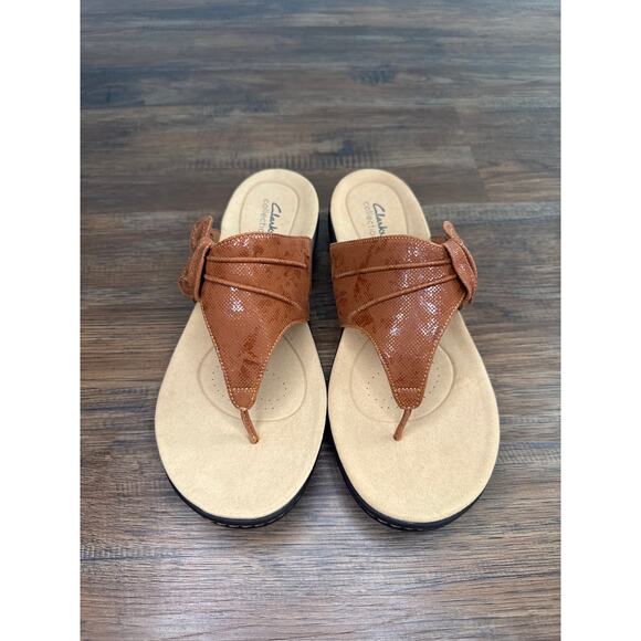 Clarks Laurieann Rae size US 12 W brown thong sandals NEW adjustable strap - Picture 13 of 13